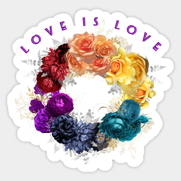 Love is Love - Rainbow wreath - LGBTQ Sticker by allthumbs